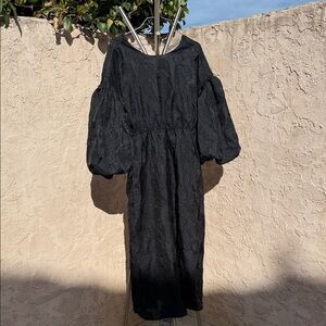 Kika Vargas Textured Black Long Dress